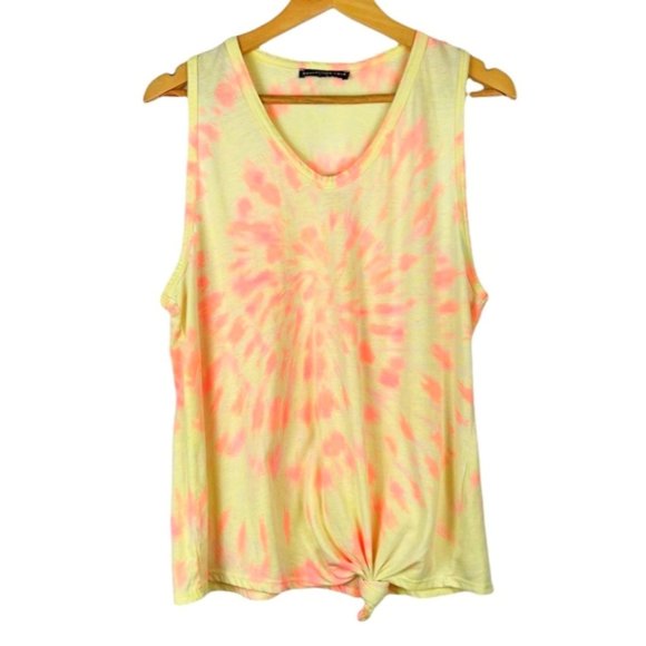 Generation Love Charlotte Tank Top Neon Bright Tie-Dye Tied Knot Scoop Neck M - Picture 1 of 6